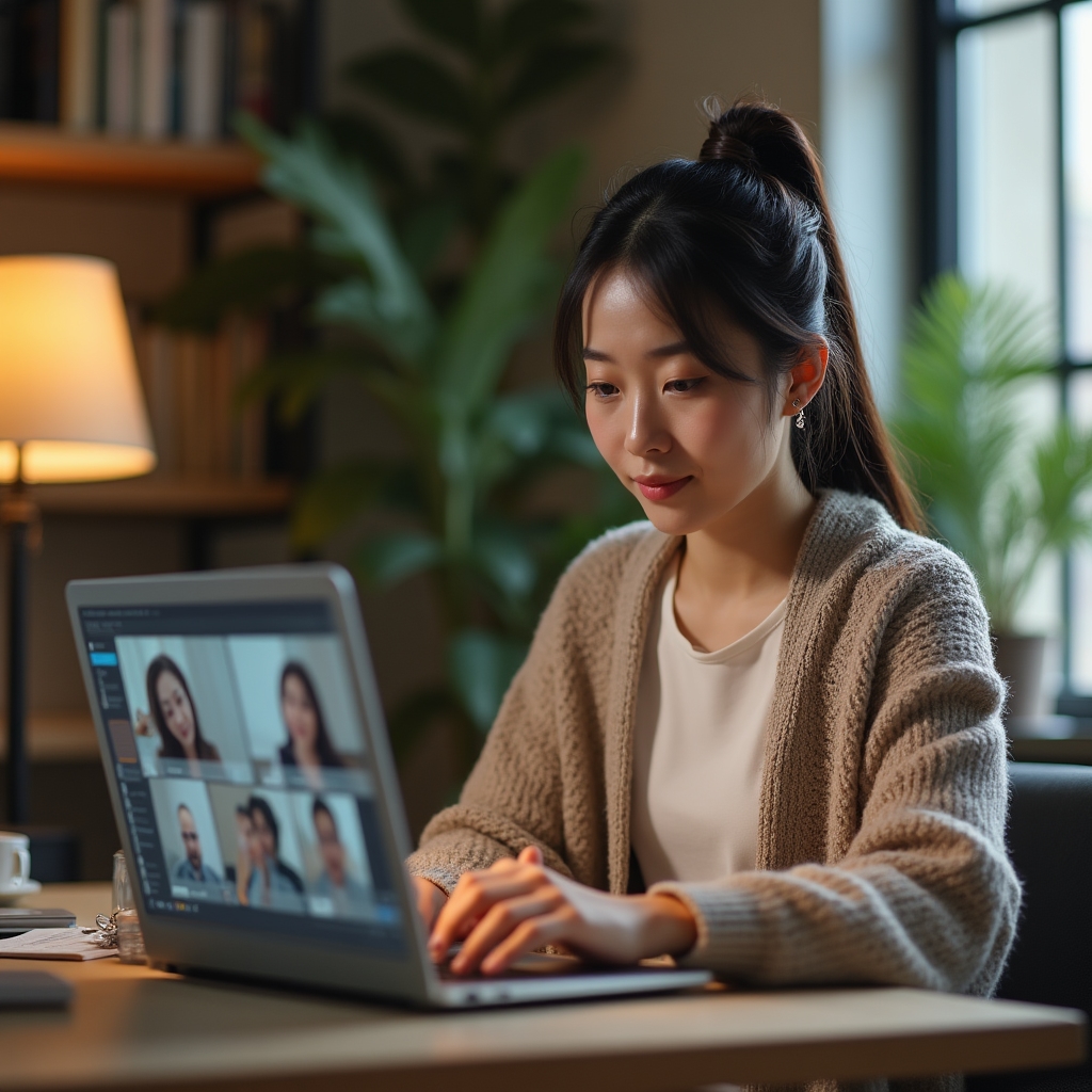 Person nimmt an einem Videogespräch am Laptop teil